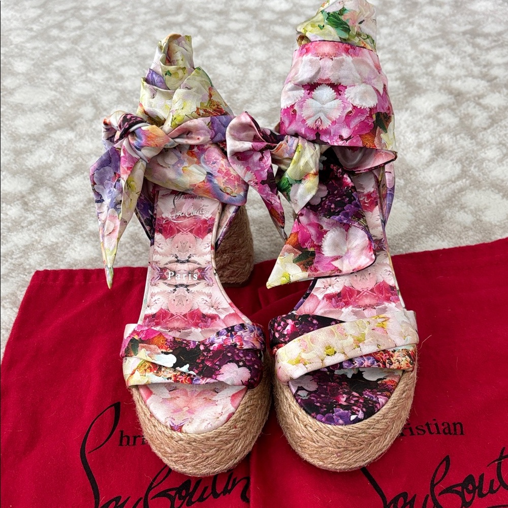 Christian Louboutin Multicolor Floral Wedges